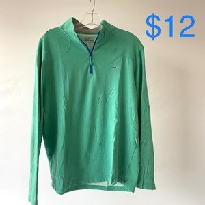 Vineyard Vines, 3 quarter zip, pull over, bright green, Boy’s Youth Large
